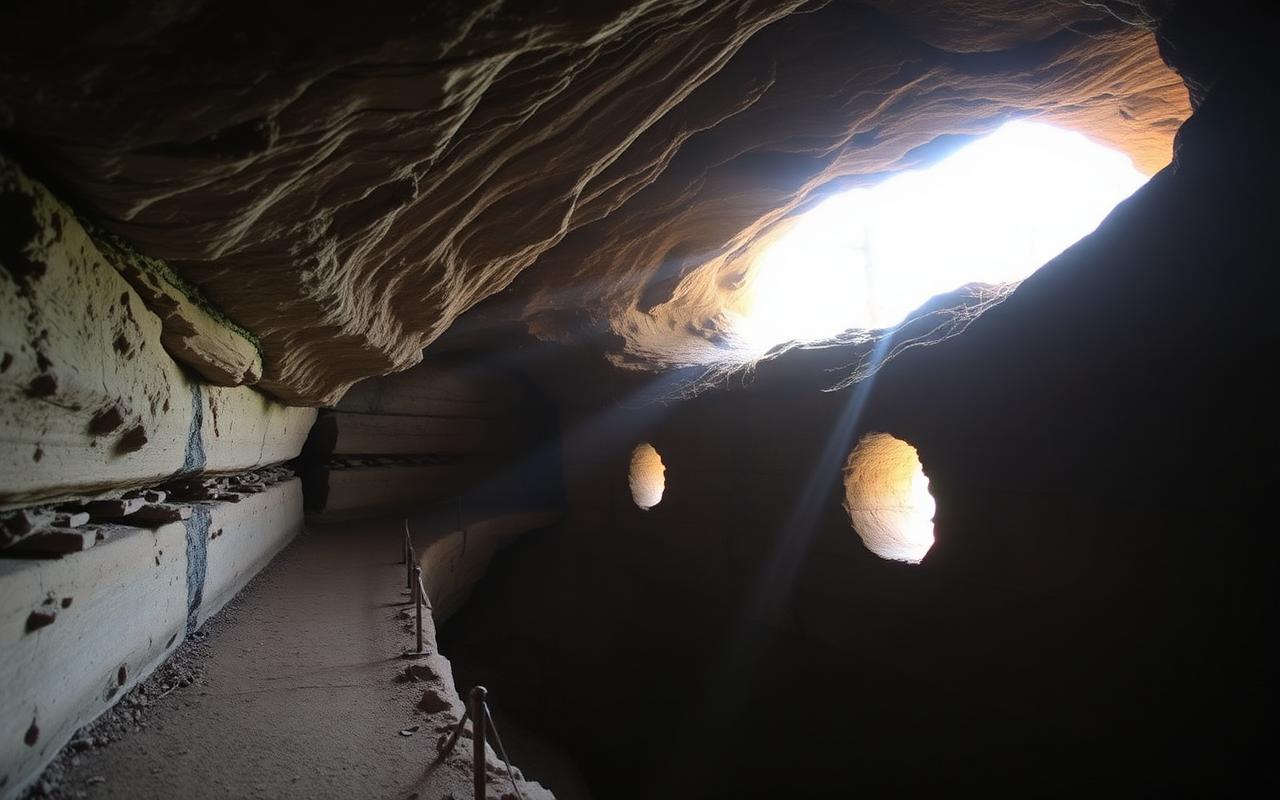 Rock House sandstone tunnel cave with carved windows